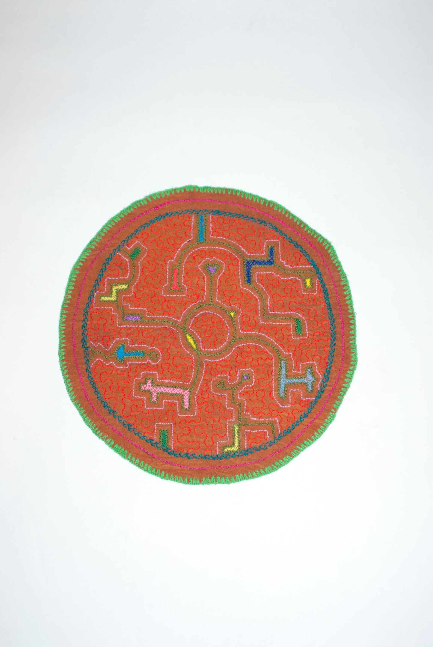 Round Shipibo Embroidery