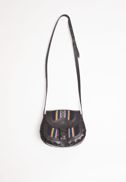 Leather and Textile Handbag