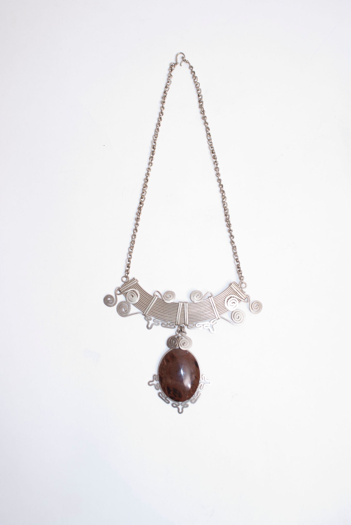 Alpaca Silver and Mahogany Obsidian Gemstone Necklace