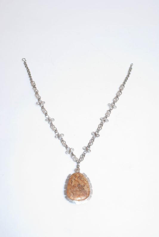 Alpaca Silver and Amber Necklace